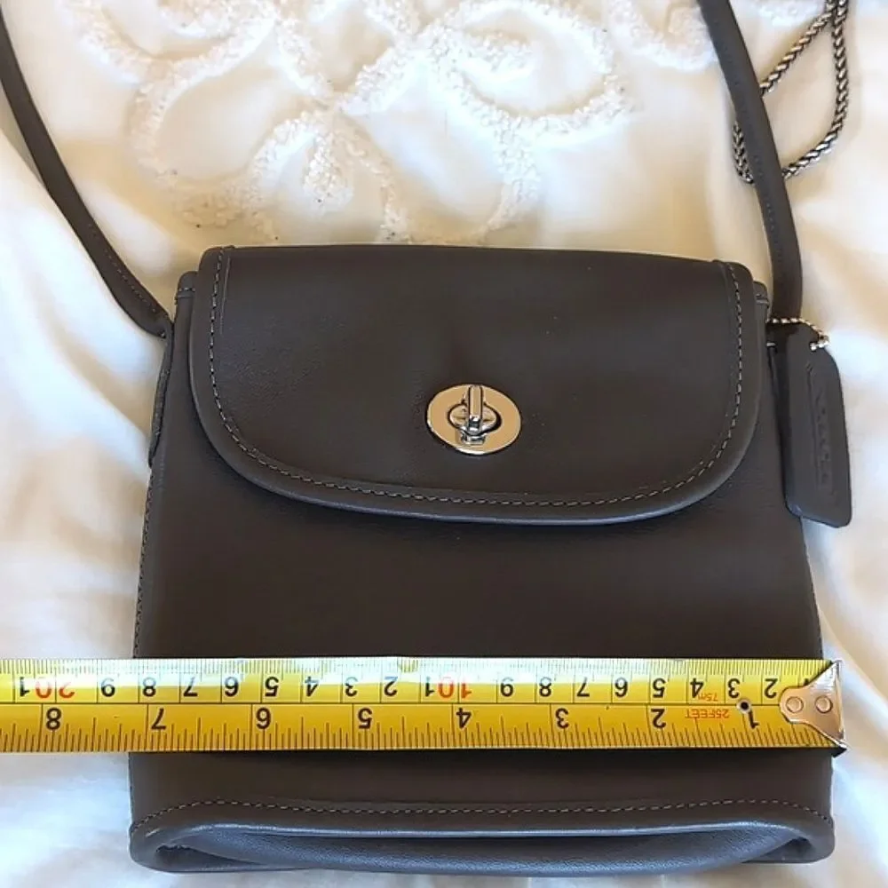 Rare -Vintage COACH Tango Flap Turn-Lock Dk Gray 🩶 Mini Crossbody Bag